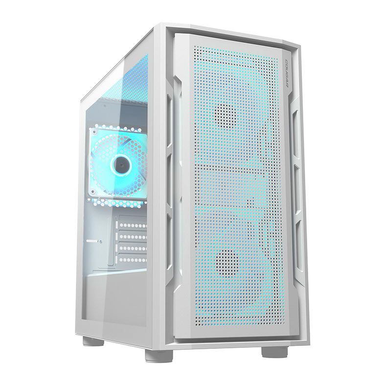 Gabinete Gamer Cougar Uniface Mini RGB, Mini-Tower, Lateral de Vidro, Com 3 Fans, Branco, 3855C90.0004