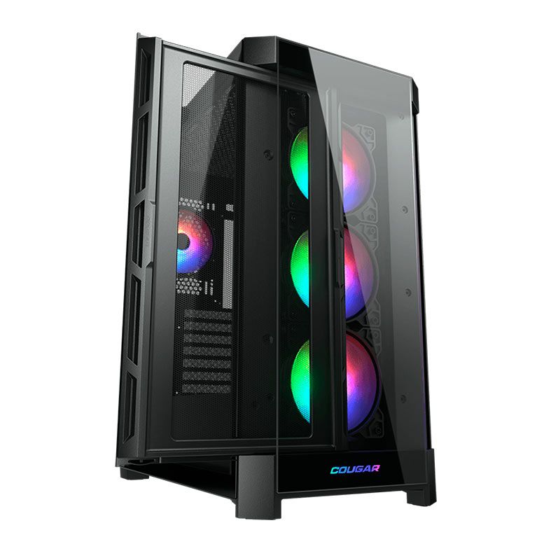 Gabinete Gamer Cougar DuoFace Pro RGB, Mid-Tower, Lateral de Vidro, Com 4 Fans, Preto, 385AD10.0001