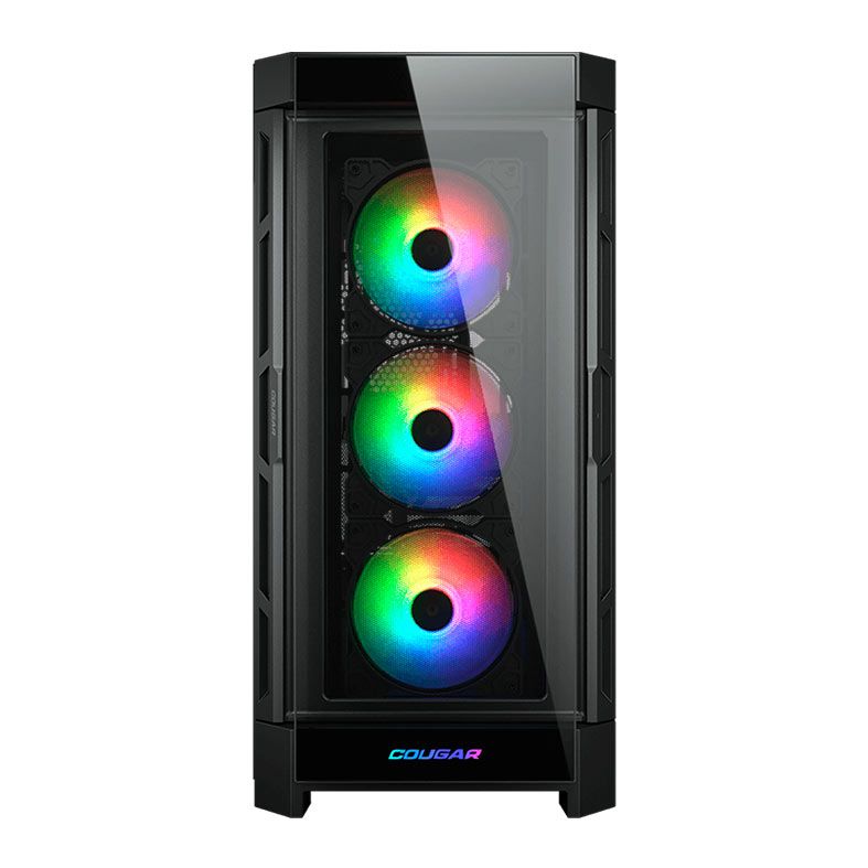 Gabinete Gamer Cougar DuoFace Pro RGB, Mid-Tower, Lateral de Vidro, Com 4 Fans, Preto, 385AD10.0001