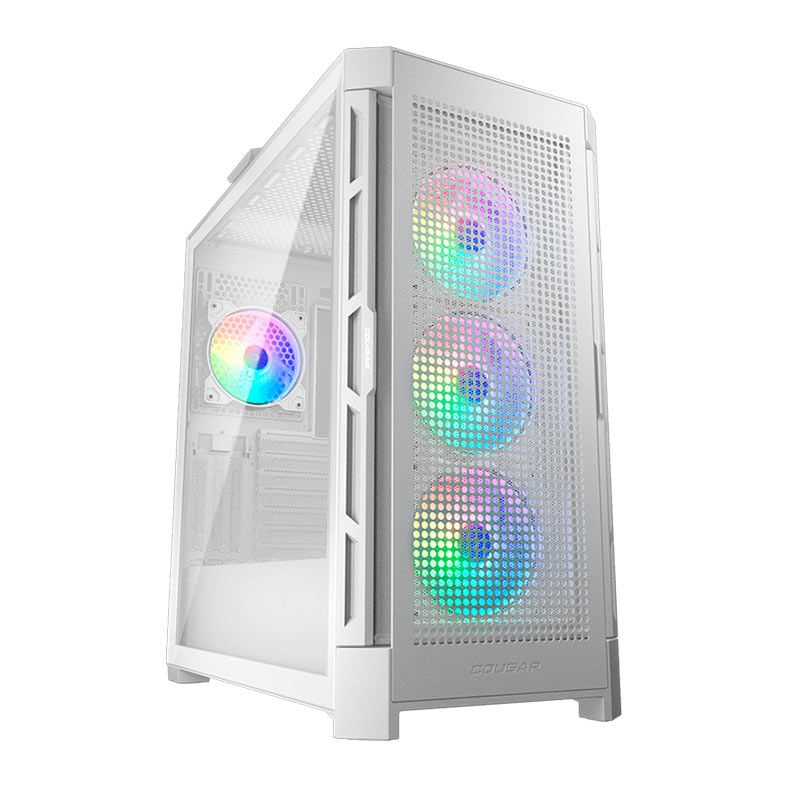 Gabinete Gamer Cougar DuoFace Pro RGB, Mid-Tower, Lateral de Vidro, Com 4 Fans, Branco, 385AD10.0002