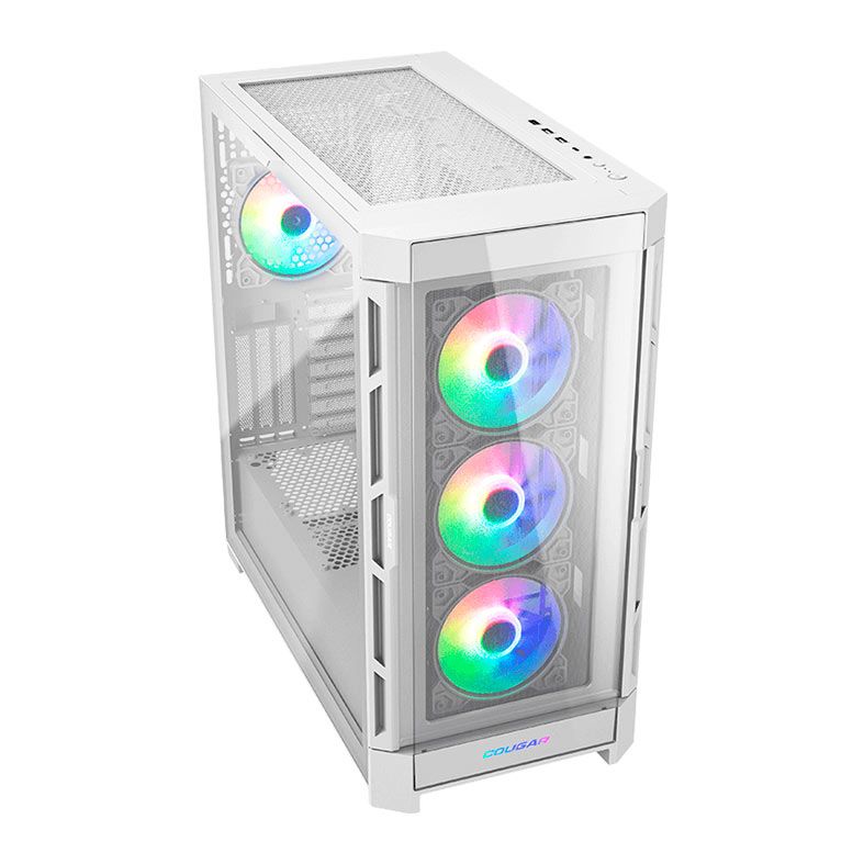 Gabinete Gamer Cougar DuoFace Pro RGB, Mid-Tower, Lateral de Vidro, Com 4 Fans, Branco, 385AD10.0002