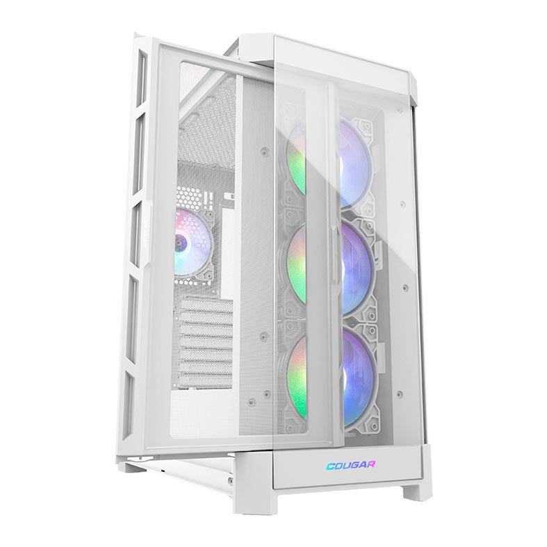 Gabinete Gamer Cougar DuoFace Pro RGB, Mid-Tower, Lateral de Vidro, Com 4 Fans, Branco, 385AD10.0002