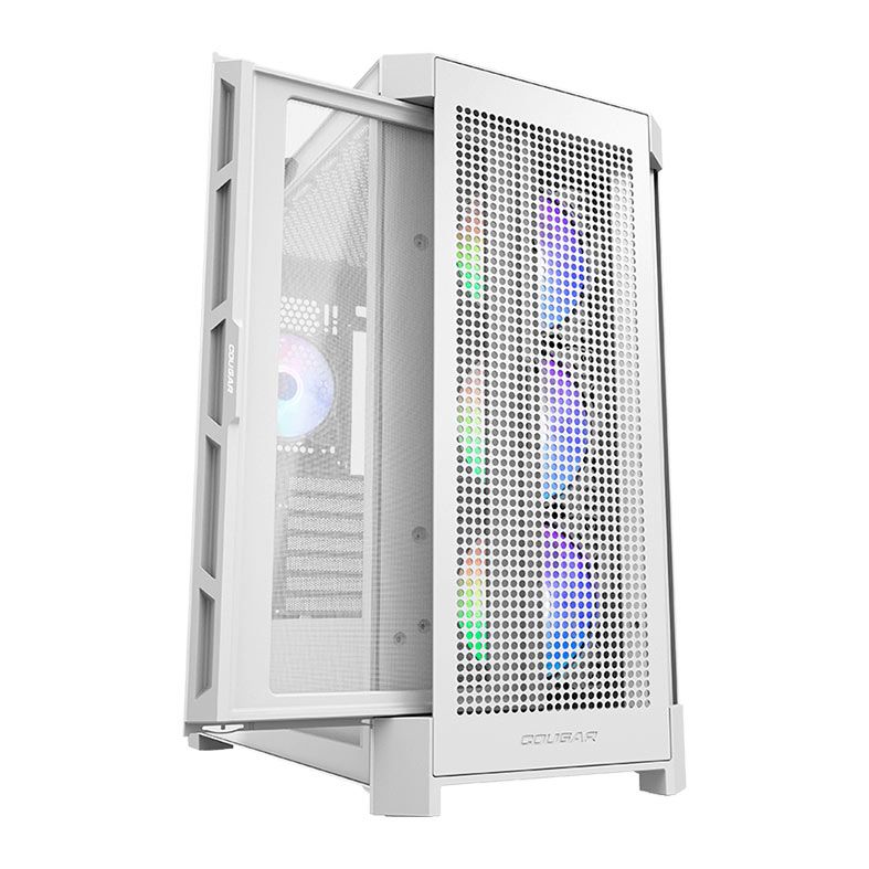 Gabinete Gamer Cougar DuoFace Pro RGB, Mid-Tower, Lateral de Vidro, Com 4 Fans, Branco, 385AD10.0002