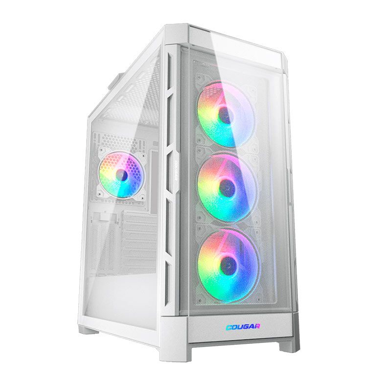 Gabinete Gamer Cougar DuoFace Pro RGB, Mid-Tower, Lateral de Vidro, Com 4 Fans, Branco, 385AD10.0002