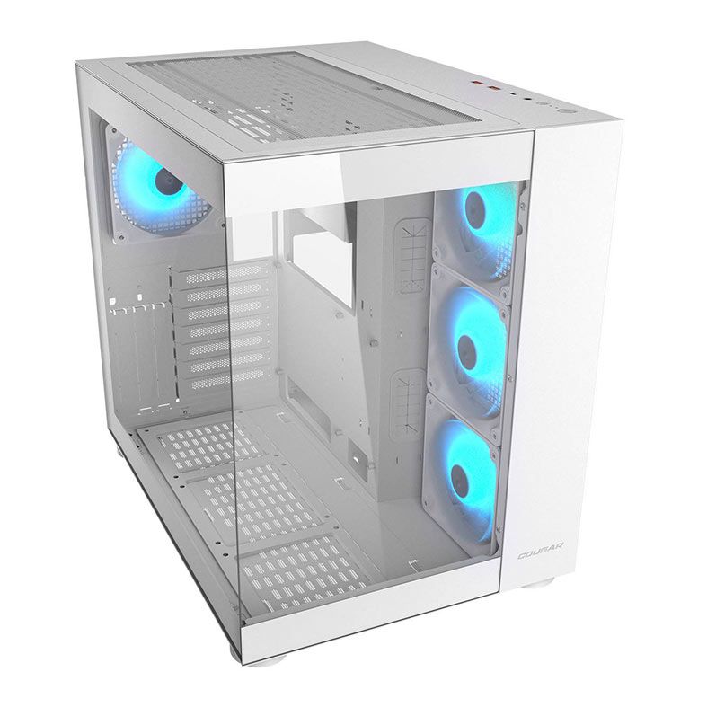 Gabinete Gamer Cougar FV150, RGB, Mid-Tower, Lateral de Vidro, Com 4 Fans, Branco, 385KA10.0002