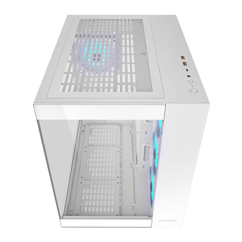 Gabinete Gamer Cougar FV150, RGB, Mid-Tower, Lateral de Vidro, Com 4 Fans, Branco, 385KA10.0002
