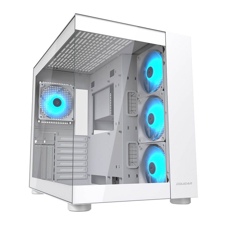 Gabinete Gamer Cougar FV150, RGB, Mid-Tower, Lateral de Vidro, Com 4 Fans, Branco, 385KA10.0002