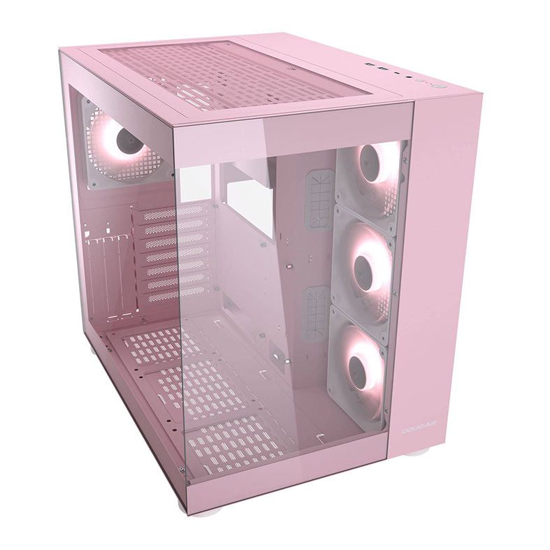 Gabinete Gamer Cougar FV150, RGB, Mid-Tower, Lateral de Vidro, Com 4 Fans, Rosa, 385KA10.0005