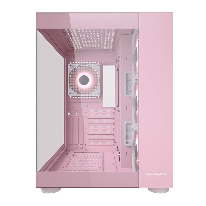 Gabinete Gamer Cougar FV150, RGB, Mid-Tower, Lateral de Vidro, Com 4 Fans, Rosa, 385KA10.0005