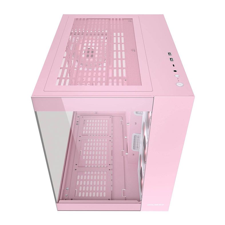 Gabinete Gamer Cougar FV150, RGB, Mid-Tower, Lateral de Vidro, Com 4 Fans, Rosa, 385KA10.0005