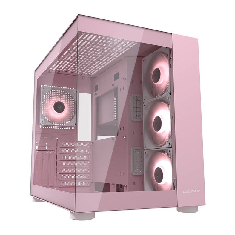 Gabinete Gamer Cougar FV150, RGB, Mid-Tower, Lateral de Vidro, Com 4 Fans, Rosa, 385KA10.0005