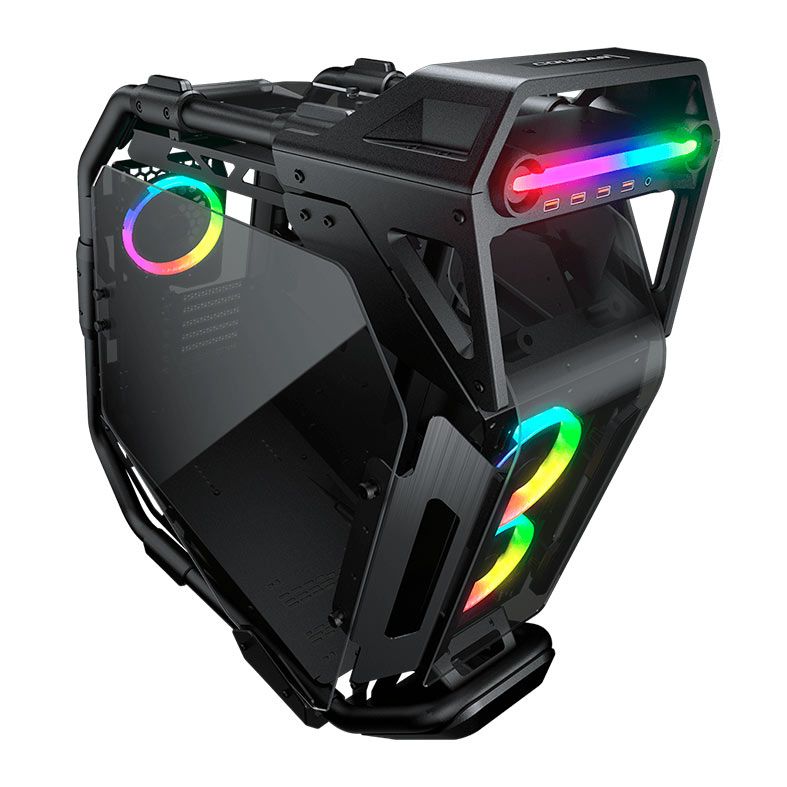 Gabinete Gamer Cougar Cratus, RGB, Mid-Tower, Lateral de Vidro, Com 3 Fan, Preto, 385LMS0.0001