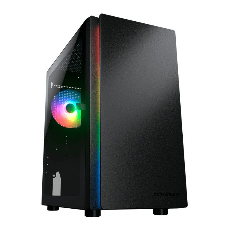 Gabinete Gamer Cougar Purity RGB, Lateral de Vidro, Com 1 Fan, Preto, 385PC40.0001