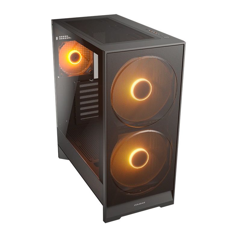 Gabinete Gamer Cougar Airface 180, ARGB, Mid-Tower, Lateral de Vidro, Com 3 Fans, Preto, 385VA40.0001