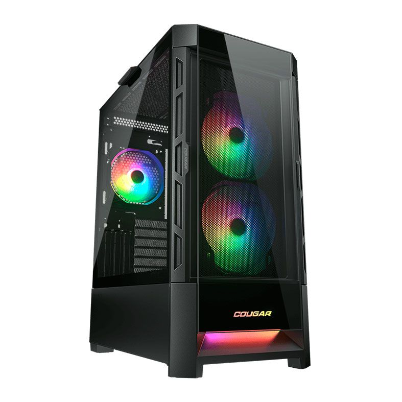 Gabinete Gamer Cougar Duoface RGB, Mid-Tower, Lateral de Vidro, Com 3 Fans, Preto, 385ZD10.0001