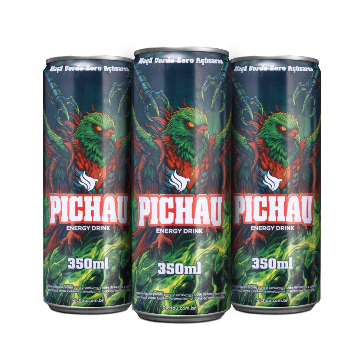 Pack Energetico Pichau Maca Verde Zero, 350ml, Com 3 unidades
