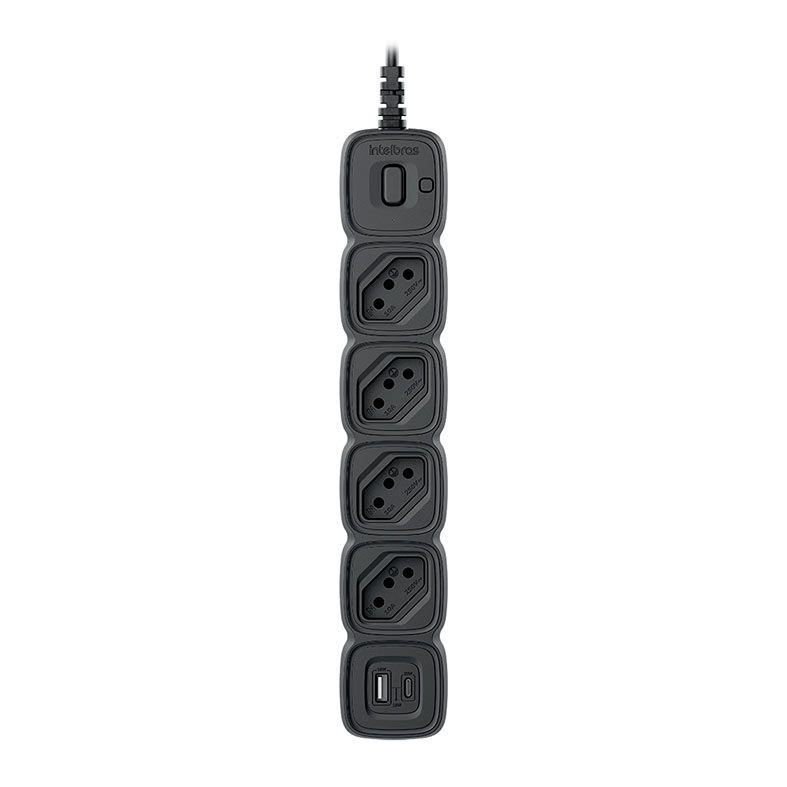 Filtro de Linha Intelbras EPE 2004, 4 Tomadas, USB-A + USB-C, 3m, Preto, 4300954