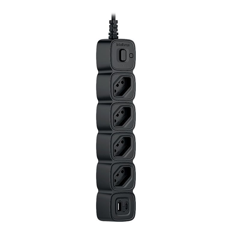 Filtro de Linha Intelbras EPE 2004, 4 Tomadas, USB-A + USB-C, 3m, Preto, 4300954