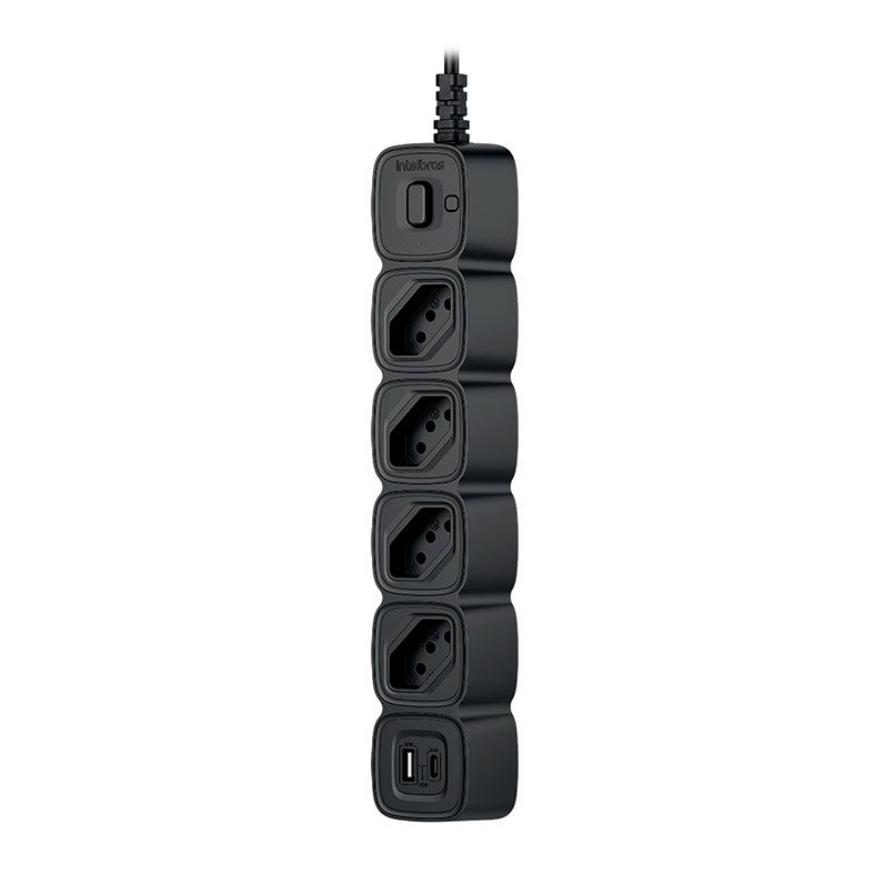 Filtro de Linha Intelbras EPE 2004, 4 Tomadas, USB-A + USB-C, 3m, Preto, 4300954