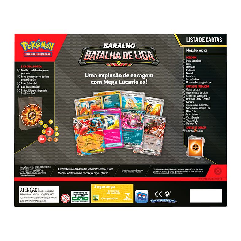 Pokémon TCG, Baralho Batalha De Liga Mega Lucario Ex, 60 cartas, 10-10360-107