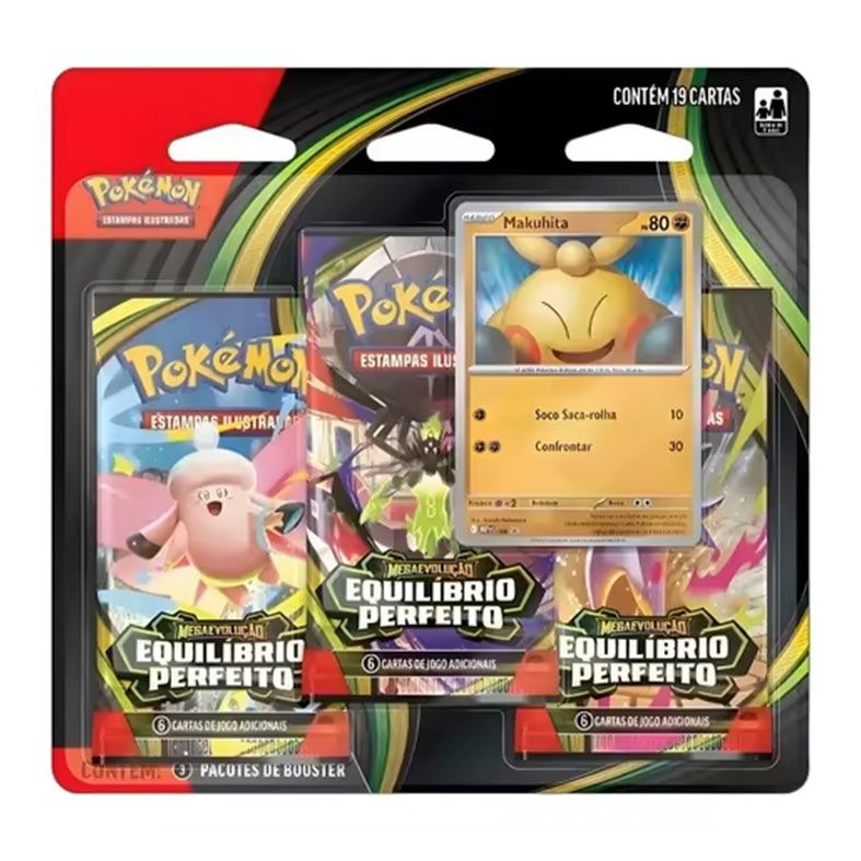 Pokémon TCG, Combo com 3 Pacotes de Booster de Megaevolução Equilíbrio Perfeito, 18 cartas + 1 carta promocional, 4444410375
