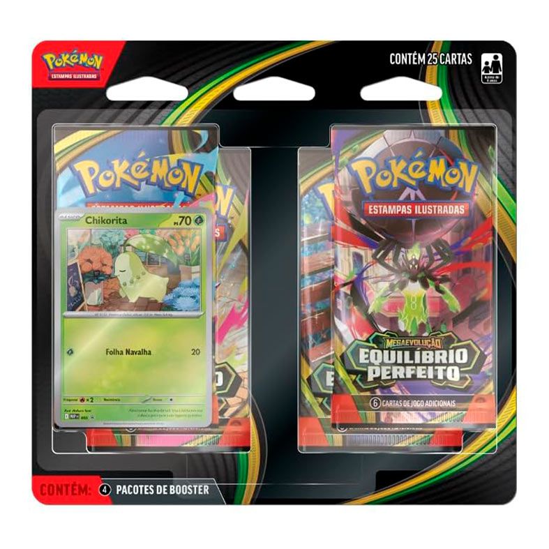 Pokémon TCG, Combo com 4 Pacotes de Booster de Megaevolução Equilíbrio Perfeito, 24 cartas + 1 carta promocional, 4444410376
