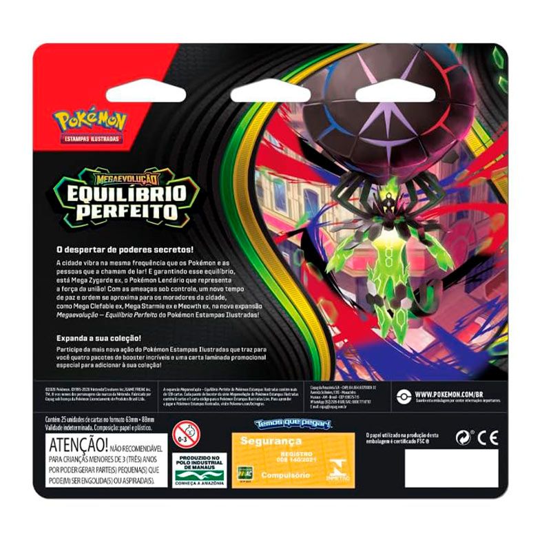 Pokémon TCG, Combo com 4 Pacotes de Booster de Megaevolução Equilíbrio Perfeito, 24 cartas + 1 carta promocional, 4444410376