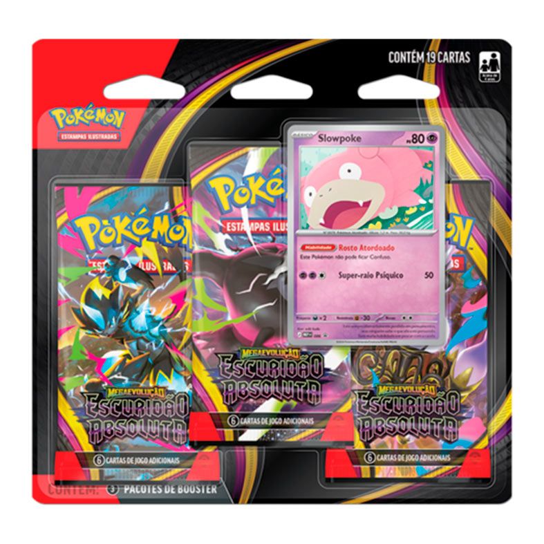 Pokemon TCG, Combo com 3 Pacotes de Booster De Megaevolucao Escuridao Absoluta, 18 cartas + 1 carta promocional, 4444410419