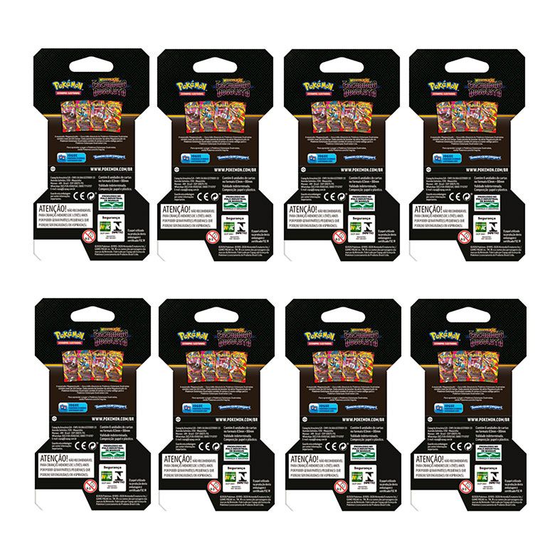 Kit 8 Boosters Pokémon TCG, com Embalagem Especial de Megaevolução Escuridão Absoluta, 48 cartas