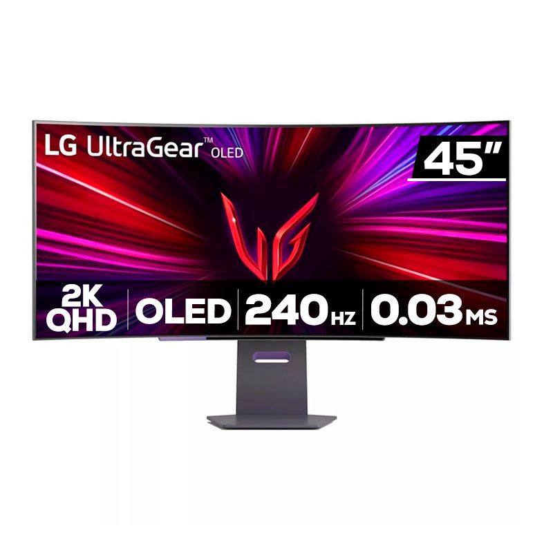 Monitor Gamer LG UltraGear, 45 Pol, OLED, Curvo, 2k QHD, 0.03ms, 240Hz, FreeSync, G-Sync, HDMI/DP, 45GS95QE-B