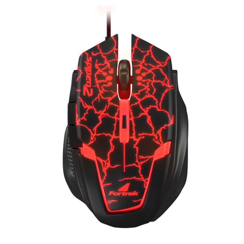 Mouse Gamer Fortrek Spider 2, 6 Botoes, 3200DPI, Preto e Vermelho, 60838
