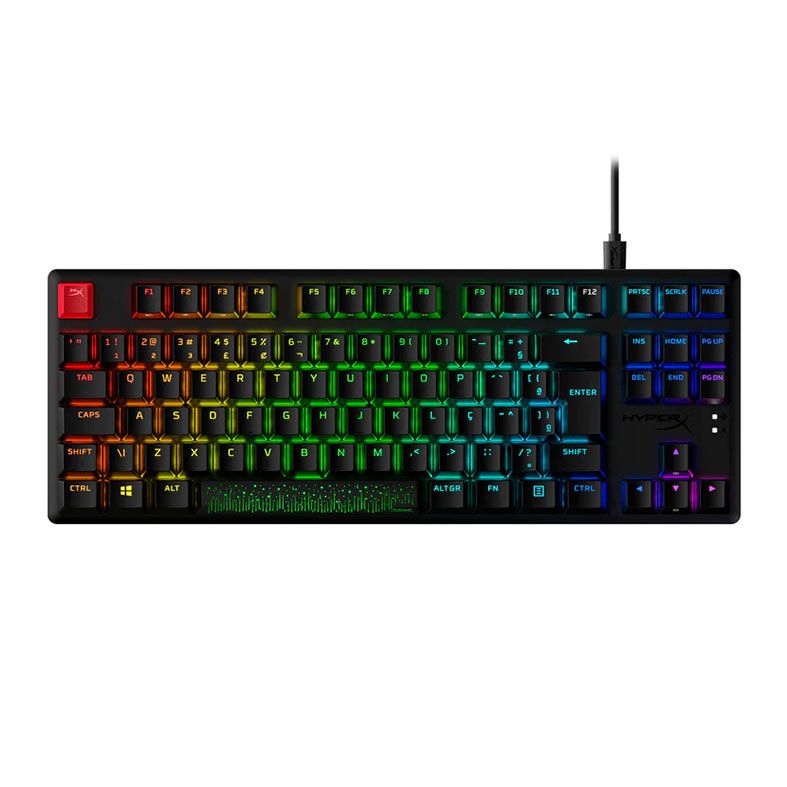 Teclado Mecanico Gamer HyperX Alloy Origins, RGB, ABNT2, Switch Red, Preto, 639N7AA-AC4