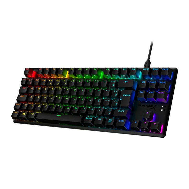 Teclado Mecanico Gamer HyperX Alloy Origins, RGB, ABNT2, Switch Red, Preto, 639N7AA-AC4