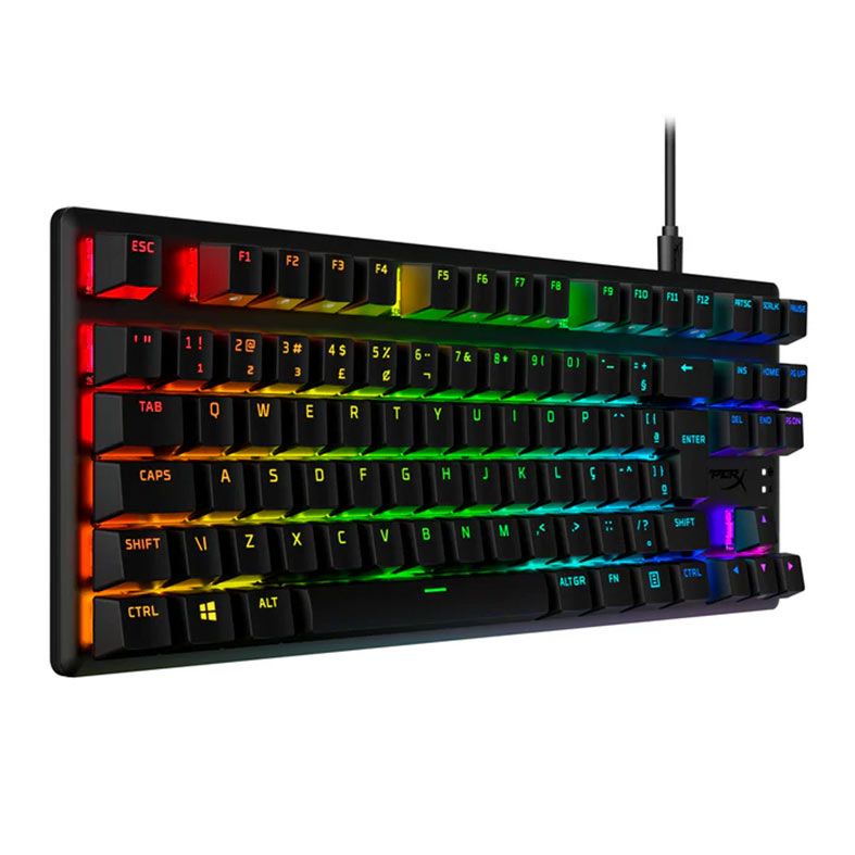 Teclado Mecanico Gamer HyperX Alloy Origins, RGB, ABNT2, Switch Red, Preto, 639N7AA-AC4