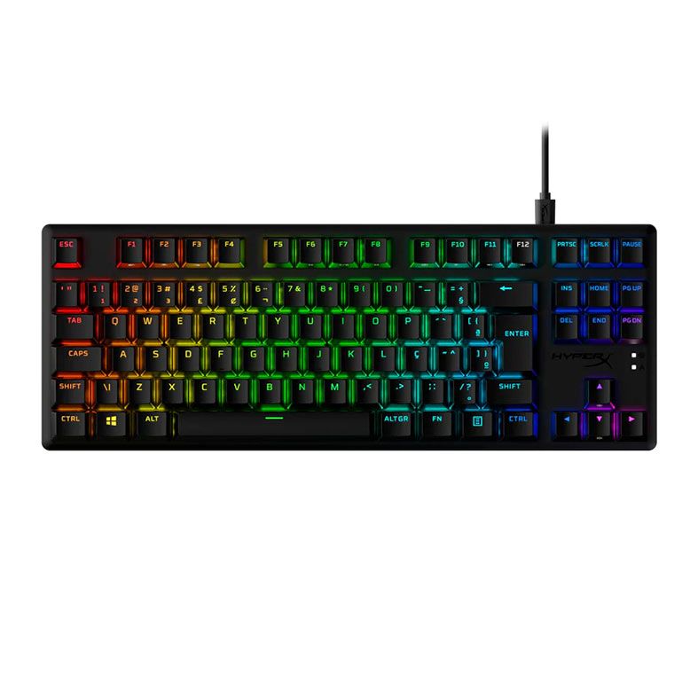 Teclado Mecanico Gamer HyperX Alloy Origins, RGB, ABNT2, Switch Red, Preto, 639N7AA-AC4