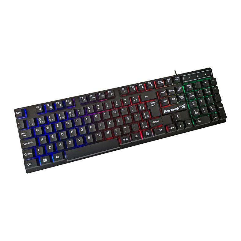 Teclado Gamer Fortrek Blackfire, Rainbow, ABNT2, Preto, 75661