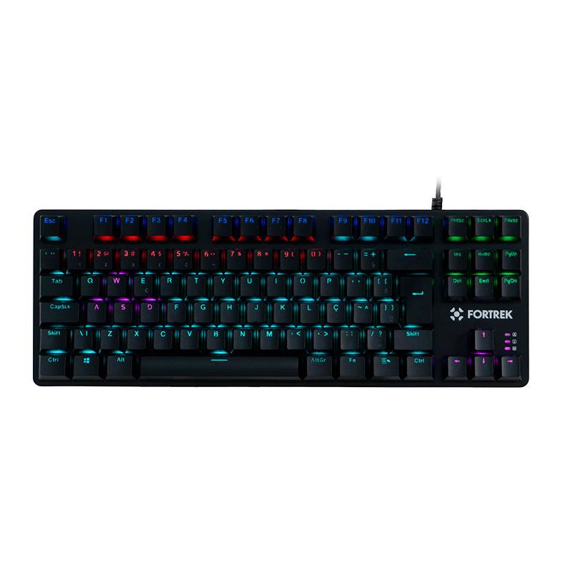 Teclado Mecanico Fortrek Black Hawk Compacto, Rainbow, ABNT2, Switch Brown, Preto, 75939