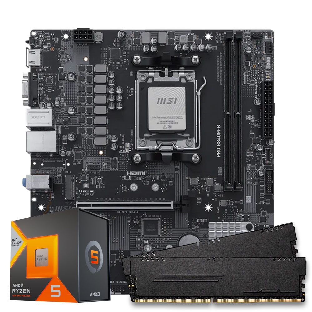 Pichau Kit upgrade, AMD Ryzen 5 7600X3D, B840M-B DDR5, 16GB DDR5