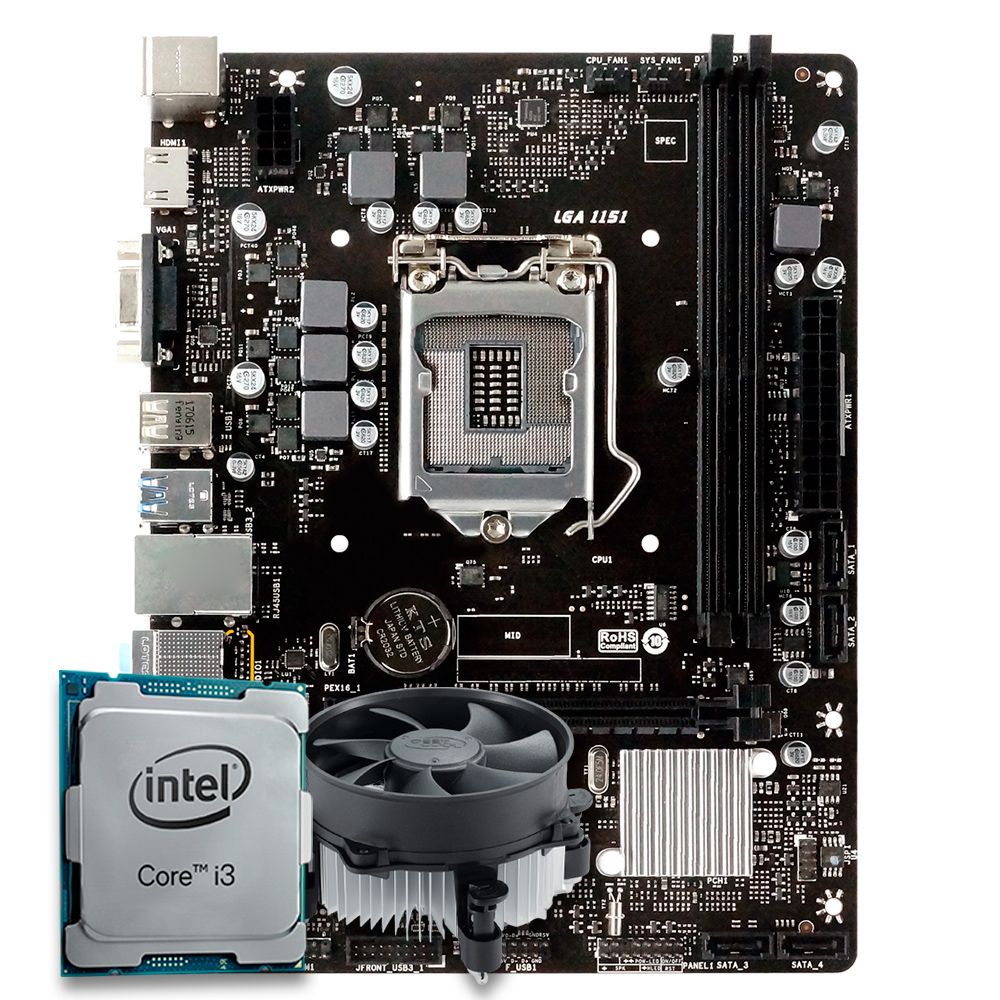 Pichau Kit Upgrade, Intel i3-8100, H310M DDR4, Cooler