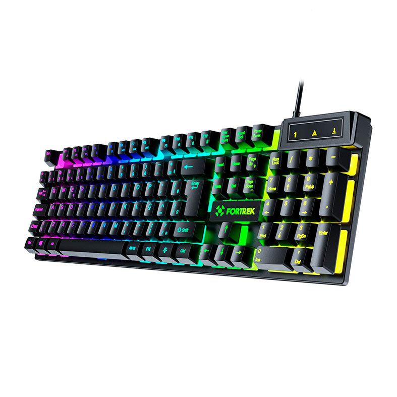 Teclado Gamer Fortrek Fearless 100, Rainbow, ABNT2, Preto, 84032