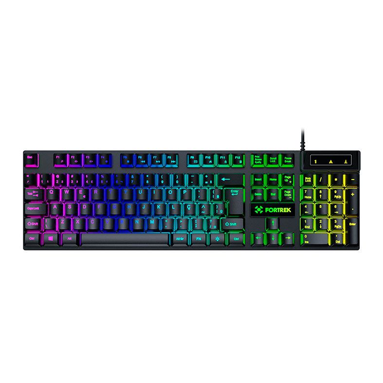 Teclado Gamer Fortrek Fearless 100, Rainbow, ABNT2, Preto, 84032