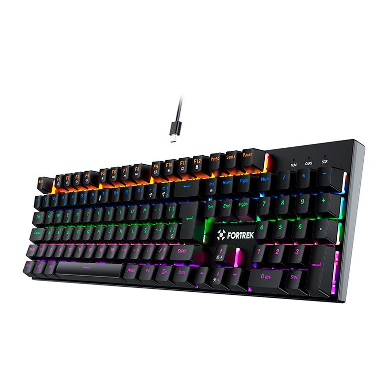 Teclado Mecanico Fortrek Gravity 100, Rainbow, Switch Outemu Vermelho, Preto, 84138