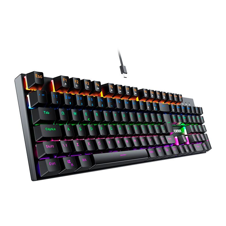 Teclado Mecanico Fortrek Gravity 100, Rainbow, Switch Outemu Vermelho, Preto, 84138