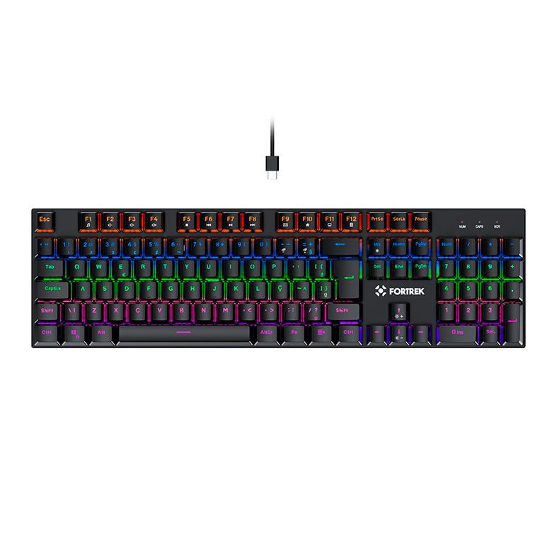 Teclado Mecanico Fortrek Gravity 100, Rainbow, Switch Outemu Vermelho, Preto, 84138