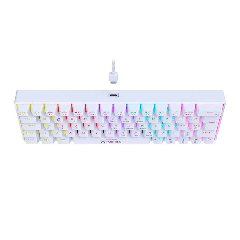Teclado Mecanico Fortrek Gravity 65%, Rainbow, ABNT2, Switch Red, Branco, 84975