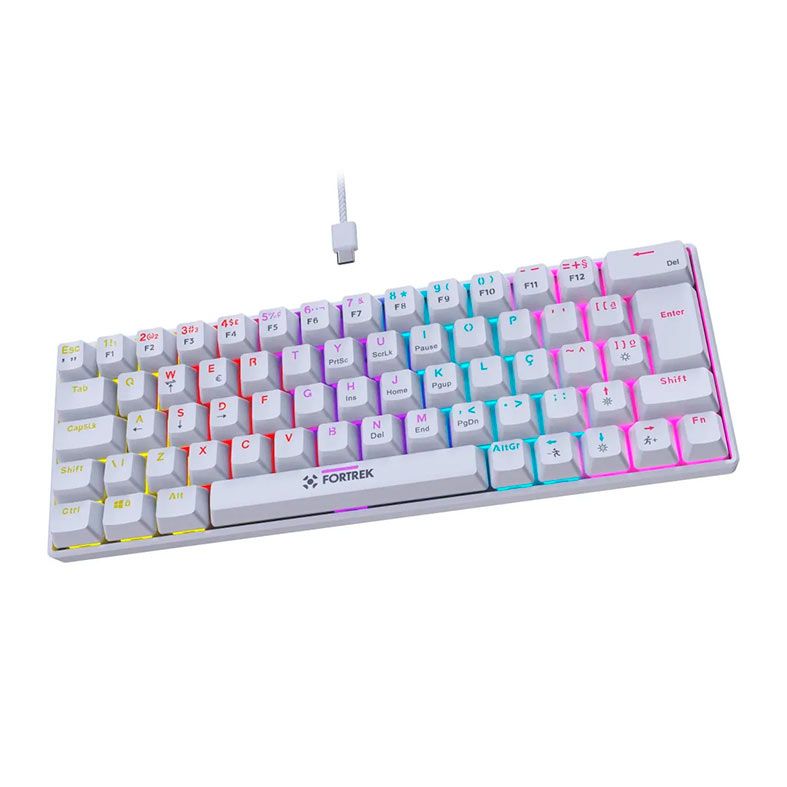 Teclado Mecanico Fortrek Gravity 65%, Rainbow, ABNT2, Switch Red, Branco, 84975