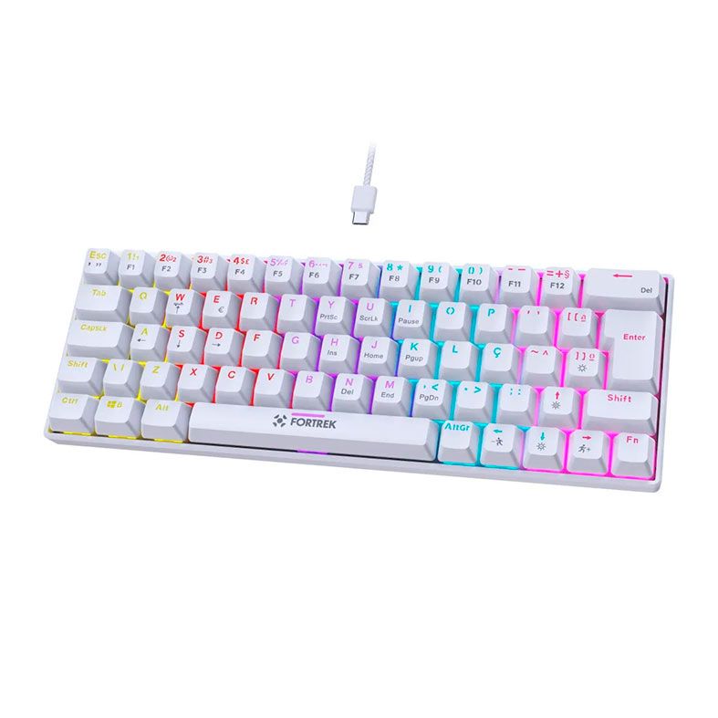 Teclado Mecanico Fortrek Gravity 65%, Rainbow, ABNT2, Switch Red, Branco, 84975