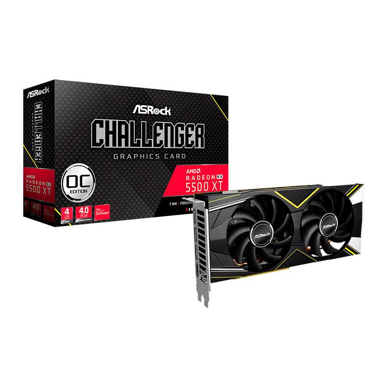 Placa de Video ASRock Radeon RX 5500 XT 4GB Challenger D OC 128-BIT, 90-GA1UZZ-00UANF