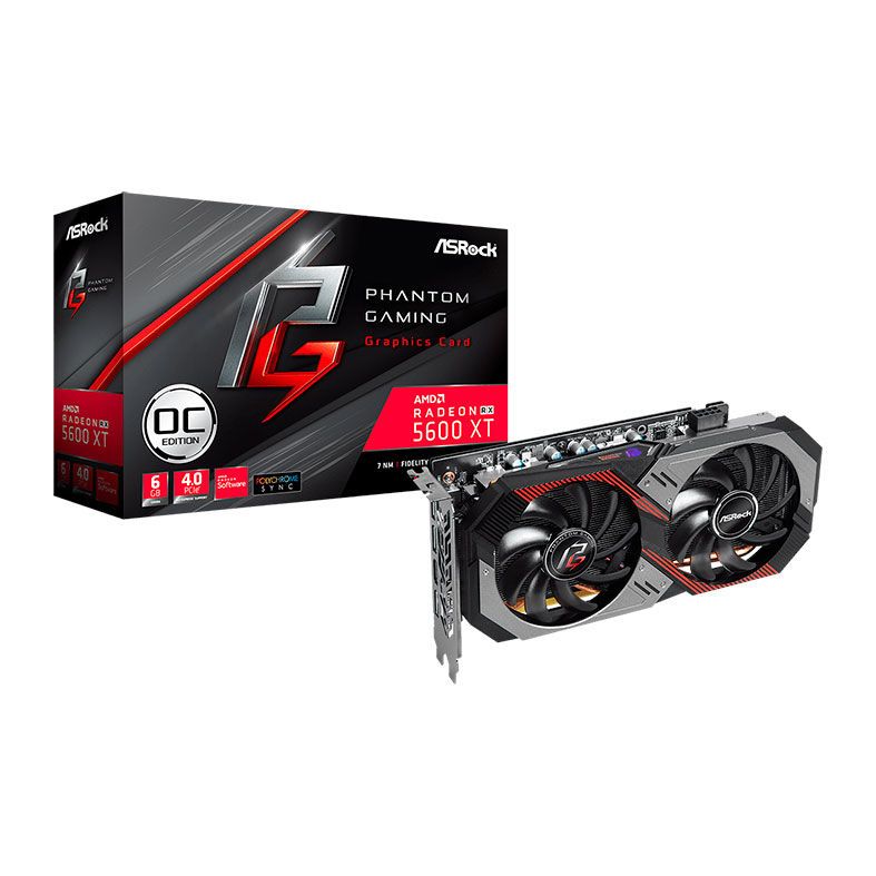 Placa de Video ASRock Radeon RX 5600 XT 6GB Phantom Gaming D2 OC 192-bit, 90-GA1WZZ-00UANF