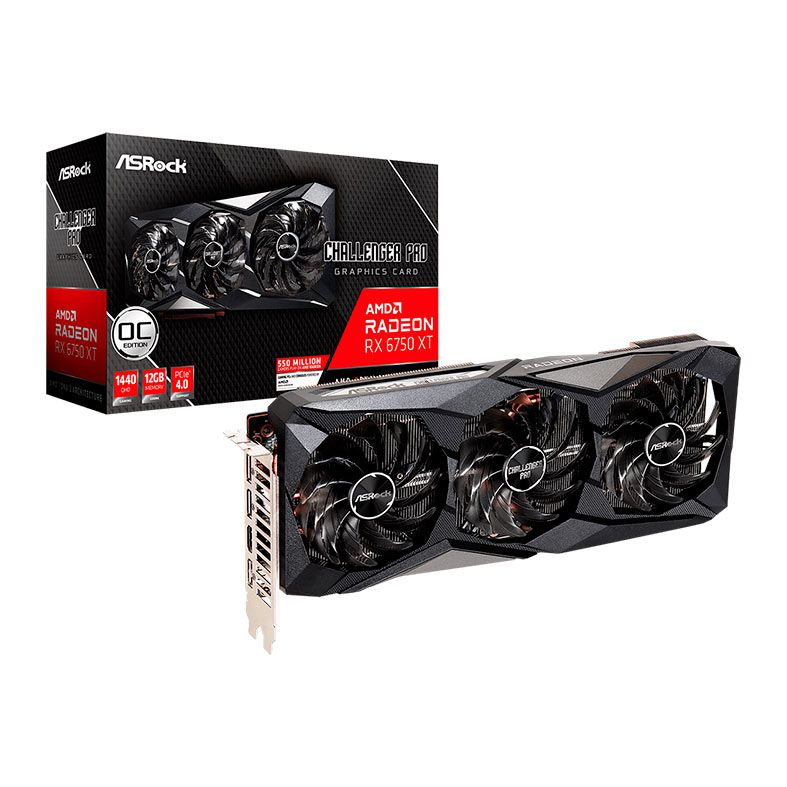 Placa de Video ASRock Radeon RX 6750 XT Challenger PRO OC, 12GB, GDDR6, 192-Bit, 90-GA3QZZ-00UANF